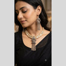 Pooja Bangles Oxidised Plated Fusion Mirror Choker Necklace Set