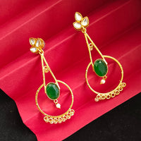 Darshana Jewels Gold Plated Kundan Stone And Pearls Dangler Earrings