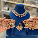 Hira Collections Gold Plated Crystal Stone And Beads Choker Necklace Set