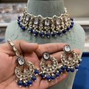 Hira Collections Gold Plated Kundan Stone And Pearls Choker Necklace Set