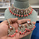 Hira Collections Gold Plated Kundan Stone And Pearls Choker Necklace Set