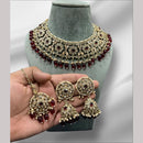 Hira Collections Gold Plated Crystal Stone And Beads Necklace Set