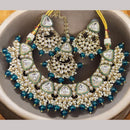 Hira Collections Gold Plated Kundan Stone And Beads Necklace Set