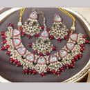 Hira Collections Gold Plated Kundan Stone And Beads Necklace Set