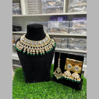 Hira Collections Gold Plated Kundan Stone And Beads Necklace Set