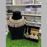 Hira Collections Gold Plated Kundan Stone And Beads Necklace Set