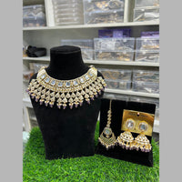 Hira Collections Gold Plated Kundan Stone And Beads Necklace Set