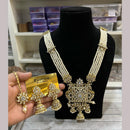 Hira Collections Gold Plated Kundan Stone And Beads Long Necklace Set