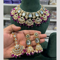 Hira Collections Gold Plated Kundan And Beads Necklace Set
