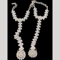 Hira Collections Silver Plated Crystal Stone Hand Harness