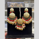 Hira Collection Gold Plated Beads Earring With Maangtikka