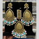 Hira Collection Gold Plated Beads Earring With Maangtikka
