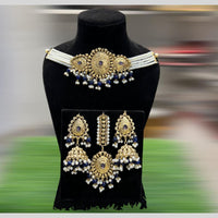Hira Collections Gold Plated Pota Stone And Pearls Choker Necklace Set