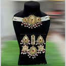 Hira Collections Gold Plated Pota Stone And Pearls Choker Necklace Set