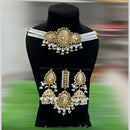 Hira Collections Gold Plated Pota Stone And Pearls Choker Necklace Set