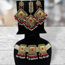 Hira Collections Gold Plated Pota Stone And Pearls Choker Necklace Set