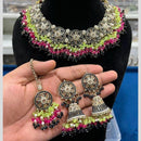 Hira Collections Gold Plated Crystal Stone And Pearls Beads Necklace Set