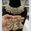 Hira Collections Gold Plated Crystal Stone And Pearls Beads Necklace Set
