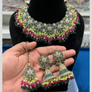 Hira Collections Gold Plated Crystal Stone And Pearls Beads Necklace Set