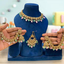Hira Collections Gold Plated Crystal Stone And Pearls Beads Necklace Set