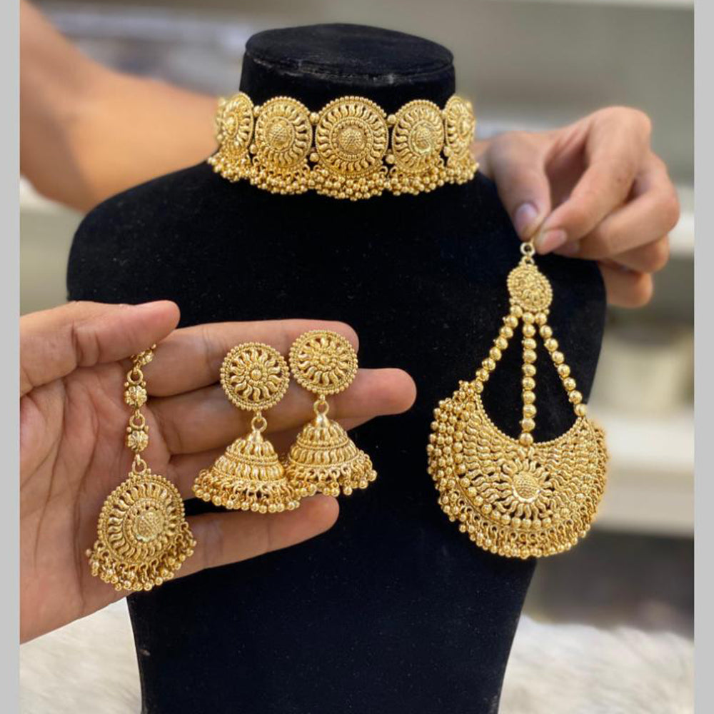 Hira Collections Gold Plated Choker Necklace Set 