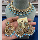 Hira Collections Crystal And Pearls Beads Necklace Set