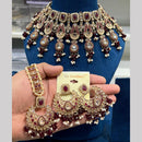 Hira Collections Crystal And Pearls Beads Necklace Set