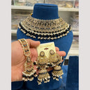 Hira Collections Elegant Crystal Stones And Pearls Choker Necklace Set