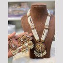 Hira Collections Classic Crystal Stone And Pearl Long Necklace Set