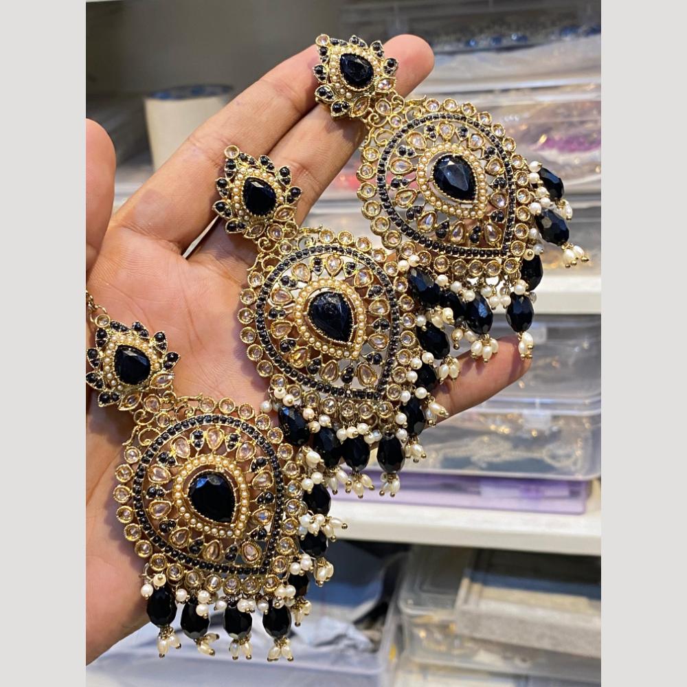 Hira Collections Elegant Crystal Stone Necklace Set with Matching Earrings for Festive Wear