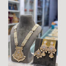 Hira Collections Premium Kundan And Austrian Stone Pearl Semi Long Necklace Set