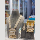 Hira Collections Premium Kundan And Austrian Stone Pearl Semi Long Necklace Set