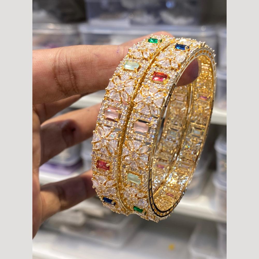 Hira Collections Glamorous Austrian Stone And American Diamond Premium Bangles Set