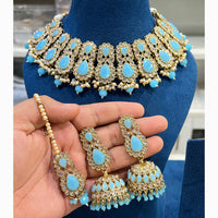 Hira Collections Designer Crystal Stone And Beads Necklace Set Perfect for Weddings & Festive Occasions