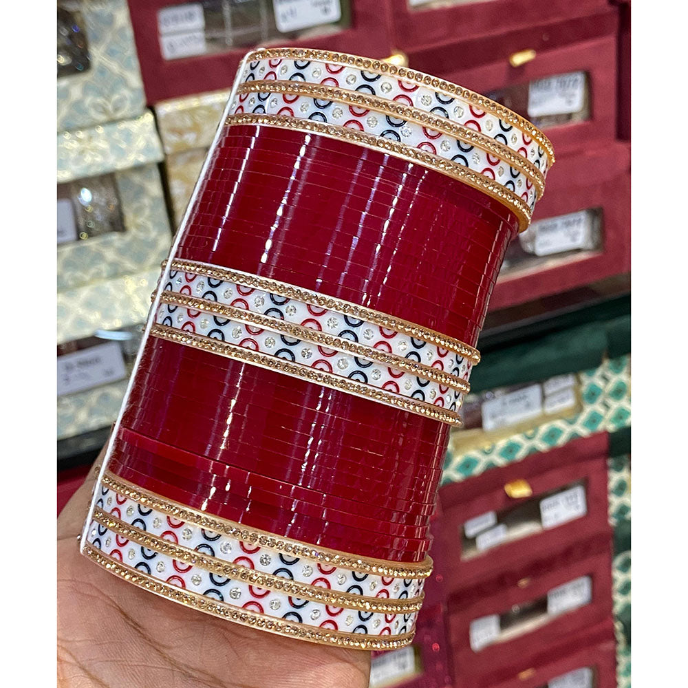 Hira Collections Premium Austrian Stone Bridal Acrylic Bangle Set