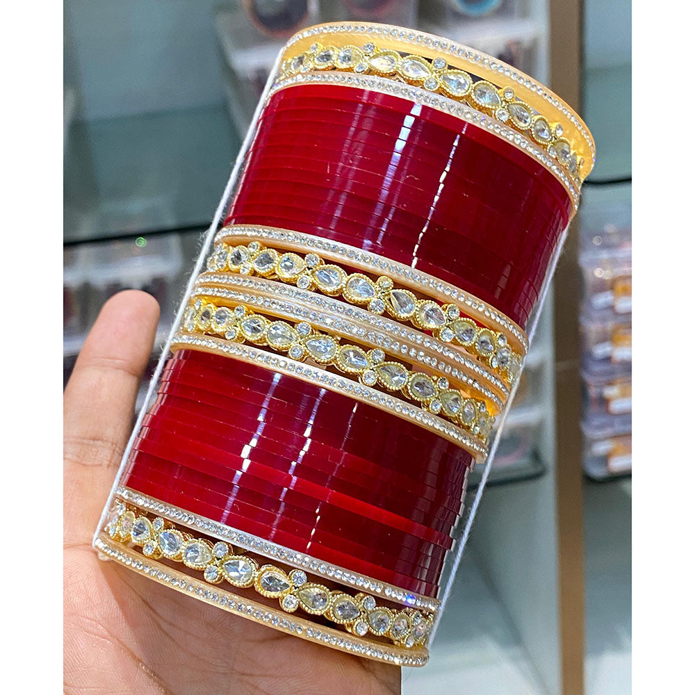 Hira Collections Luxury Crystal Stone Bridal Acrylic Bangle Set