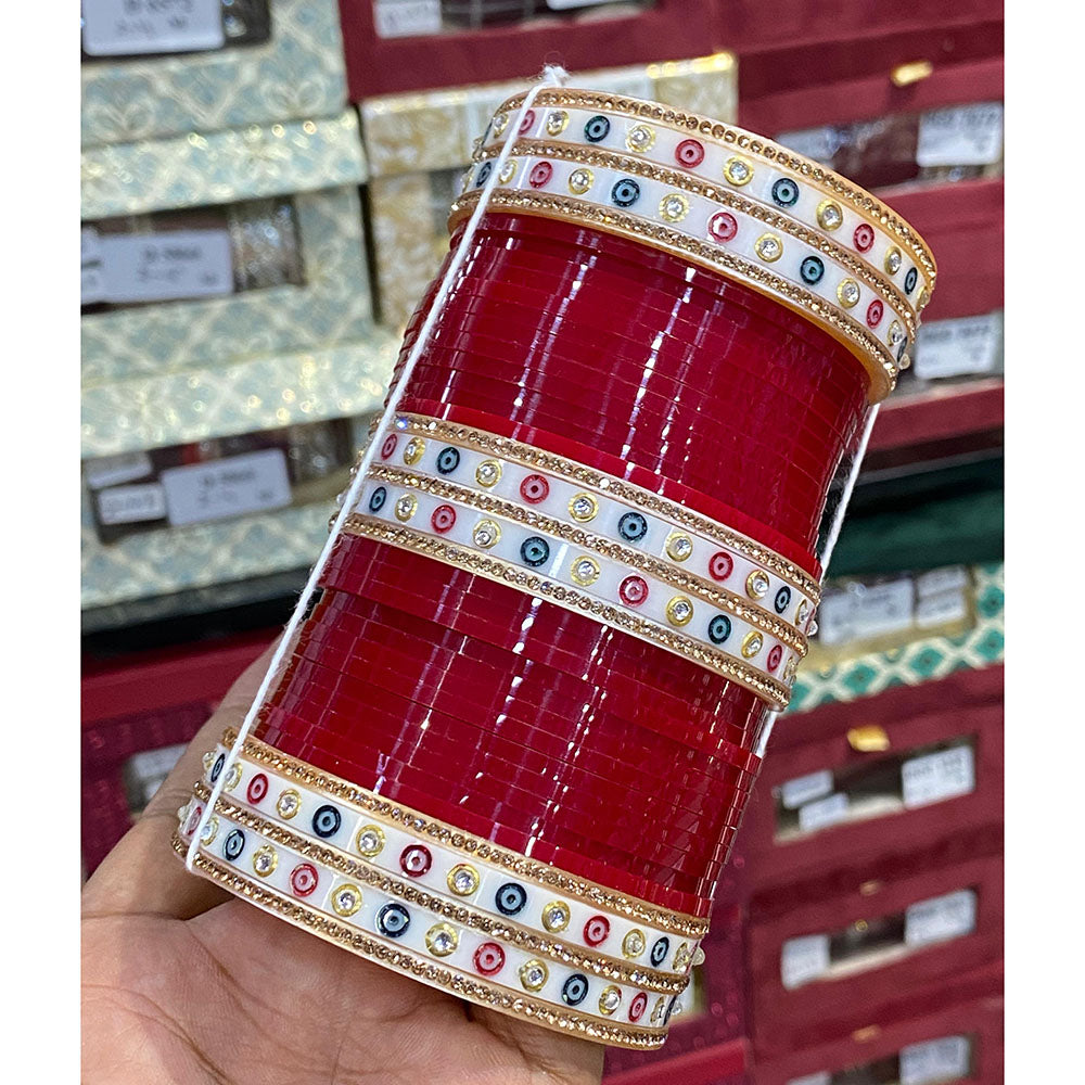 Hira Collections Premium Austrian Stone Bridal Acrylic Bangle Set
