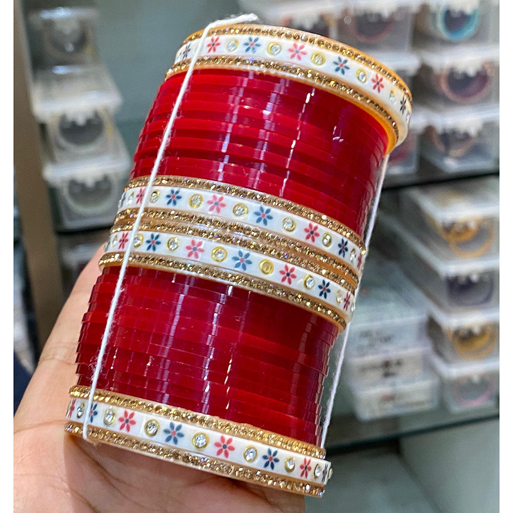 Hira Collections Premium Austrian Stone Bridal Acrylic Bangle Set