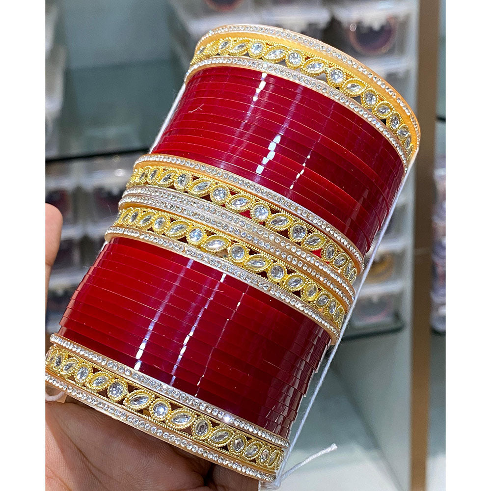 Hira Collections Grand Kundan Stone Bridal Acrylic Bangle Set