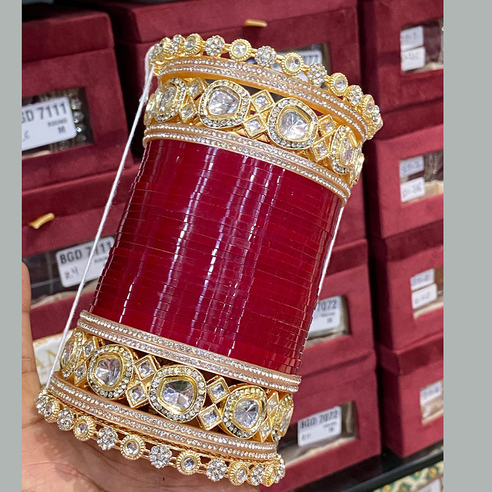 Hira Collections Grand Kundan Stone Bridal Acrylic Bangle Set