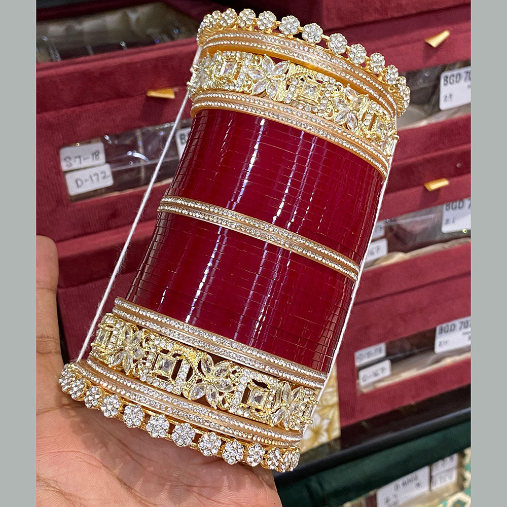Hira Collections Premium Austrian Stone Bridal Acrylic Bangle Set
