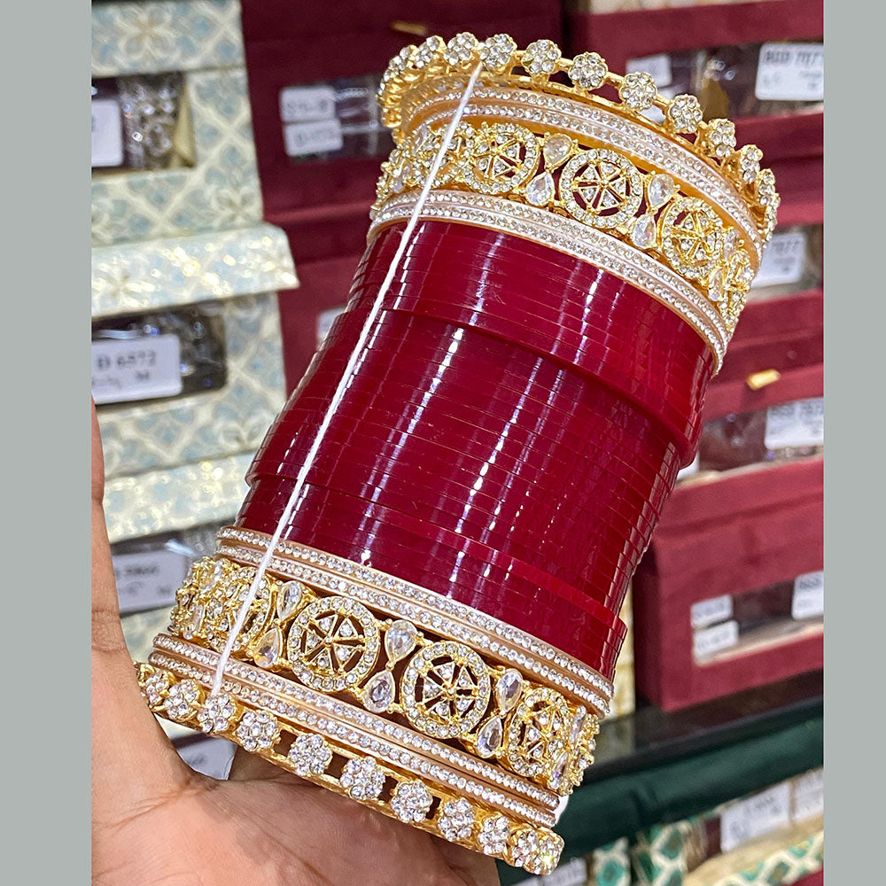 Hira Collections Premium Austrian Stone Bridal Acrylic Bangle Set