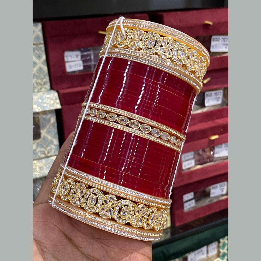 Hira Collections Grand Kundan Stone Bridal Acrylic Bangle Set