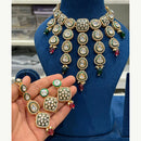 Hira Collections Luxurious Kundan Stone Pearl And Beads Meenakari Choker Necklace Set