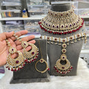 Hira Collections Glamorous Crystal Stone And Pearl Beads Semi Bridal Necklace Set