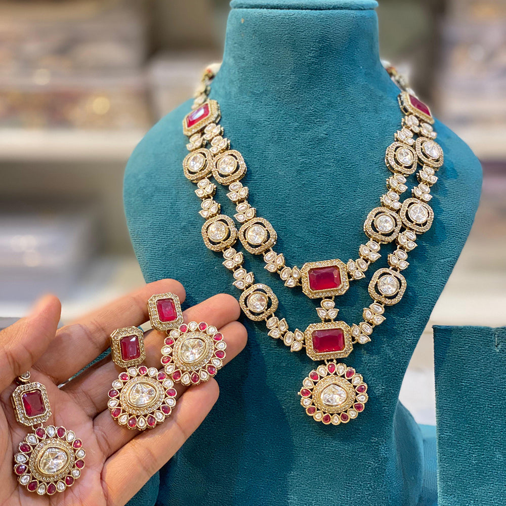 Hira Collections Royal Kundan Stone Designer Necklace Set 