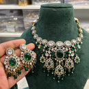 Hira Collection Glamorous Polki Kundan Beads Choker Necklace Set