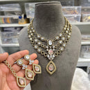Hira Collection Glamorous Druzy Crystal Stone With American Diamond Necklace Set