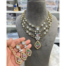 Hira Collection Glamorous Druzy Crystal Stone With American Diamond Necklace Set