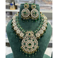 Hira Collection Shimmering American Diamond Floral Design Necklace Set